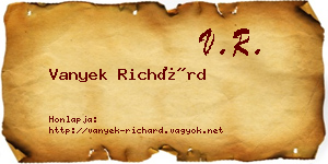 Vanyek Richárd névjegykártya